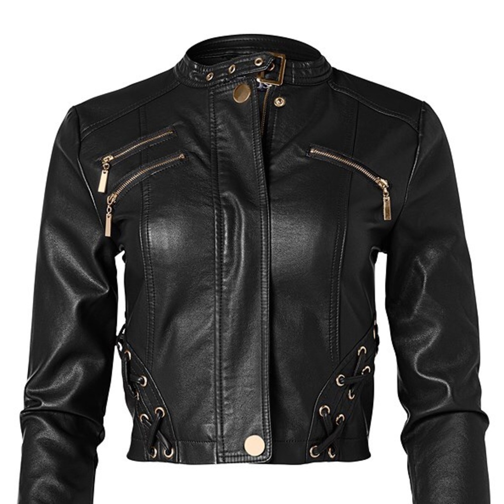 Women’s Black Faux-Leather Jacket